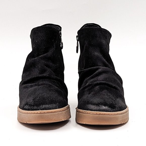 Sofft Women Siri Side Zip Distressed Black Suede Wedge Boots Size 10 - Picture 2 of 11